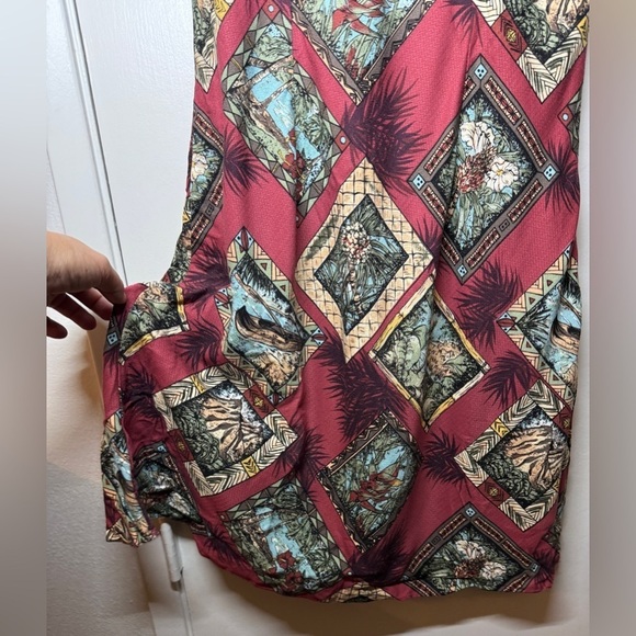 Vintage Hilo Hattie Made in Hawaii Maroon Tropical Hawaiian Sleeveless Dress M - Picture 12 of 14
